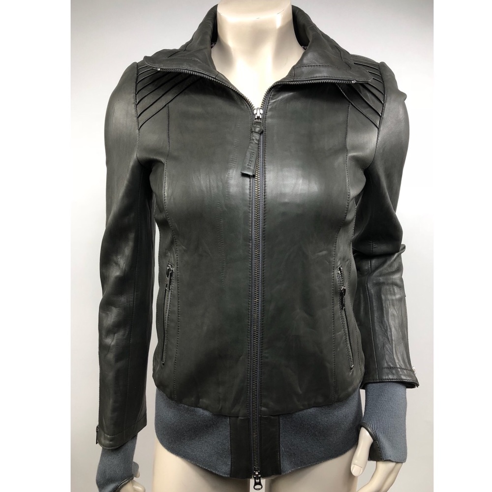 Mackage Gray Leather Jacket Size S